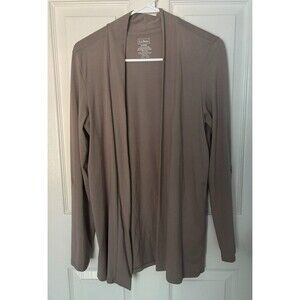 L.L Bean women's Gray beige supima cotton open front cardigan sweater S-Reg
